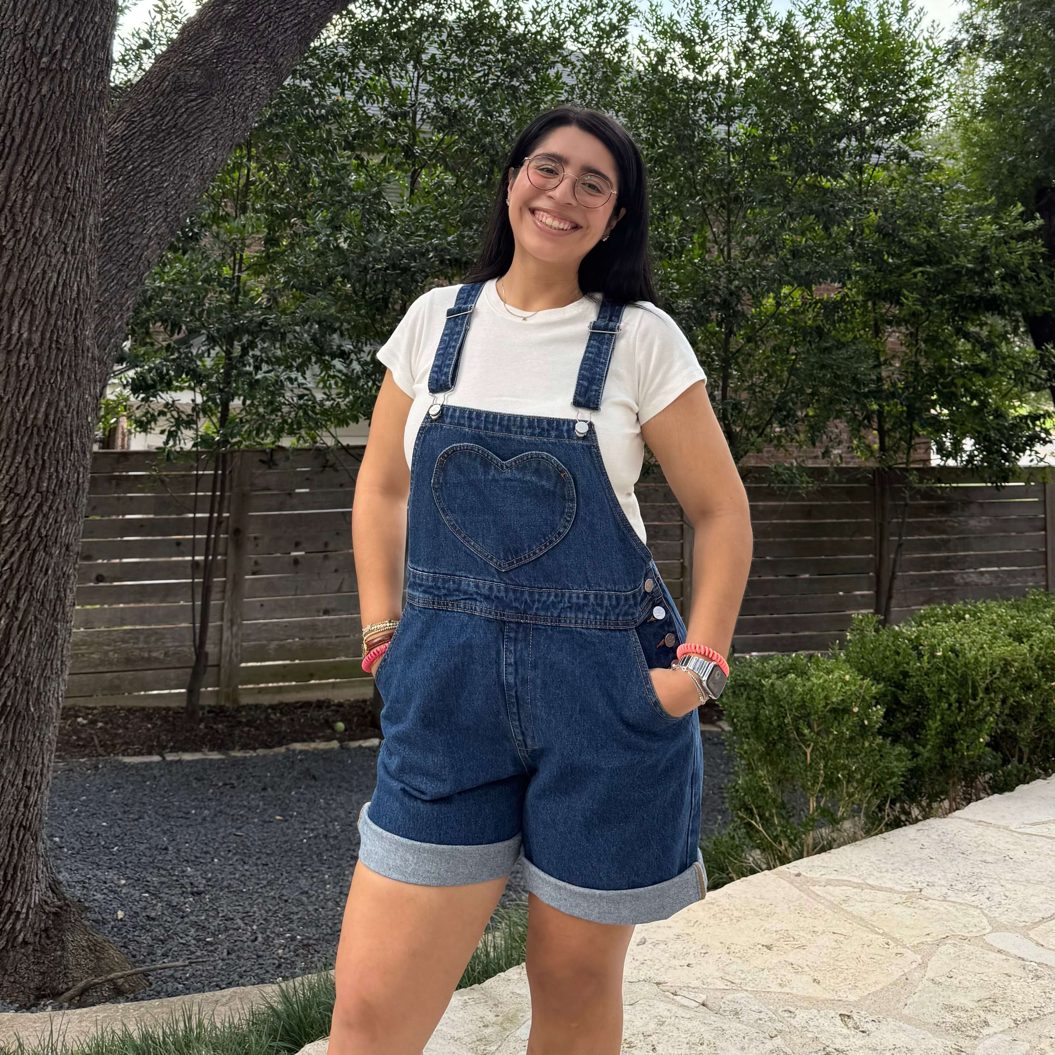 Denim Overall Shorts - Medium Wash
