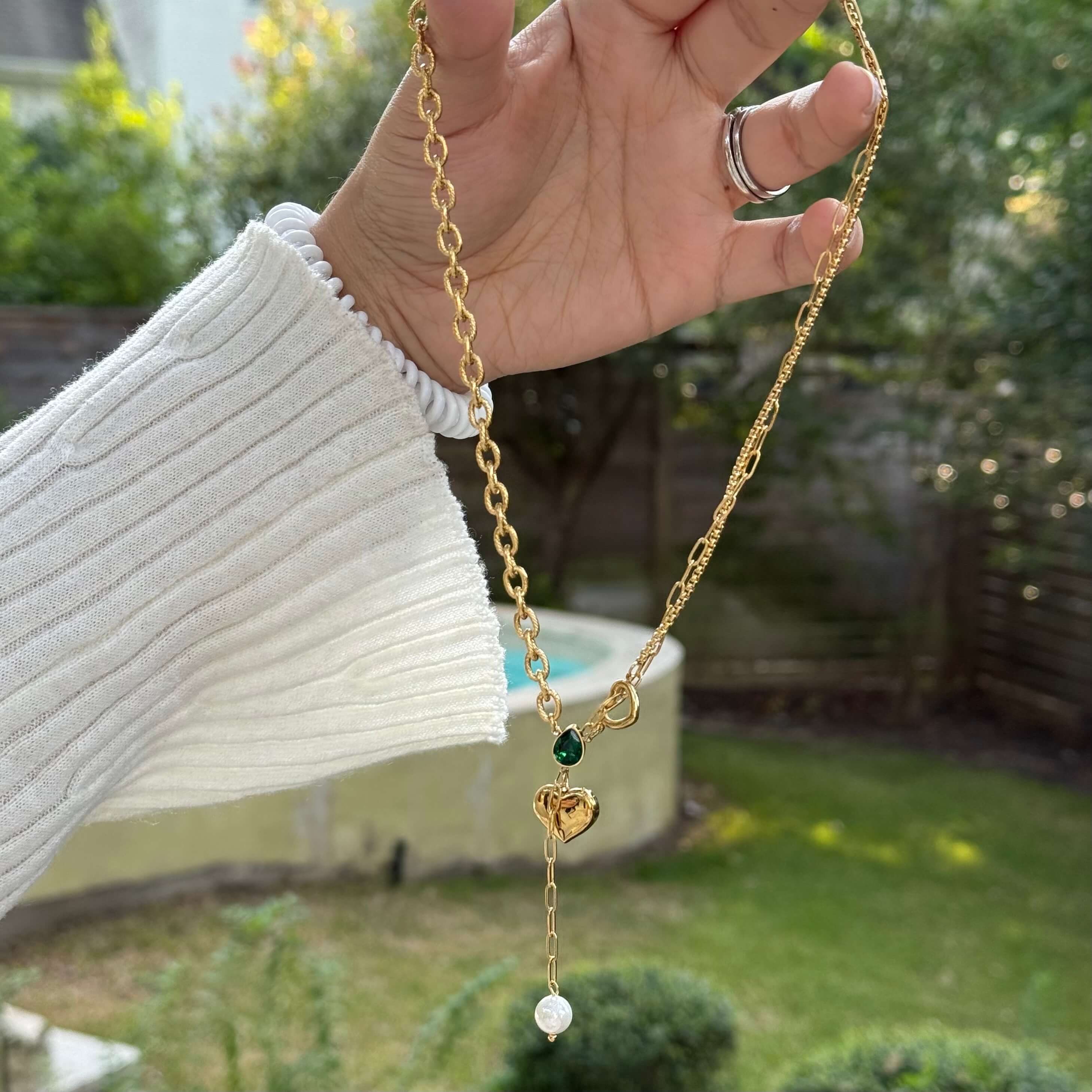 Heart of Gold Necklace - Emerald