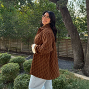 Cozy Long-Sleeve Button-Up - Chocolate Plaid