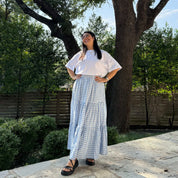 Gingham Long Skirt - Sky *Clearance Sale*