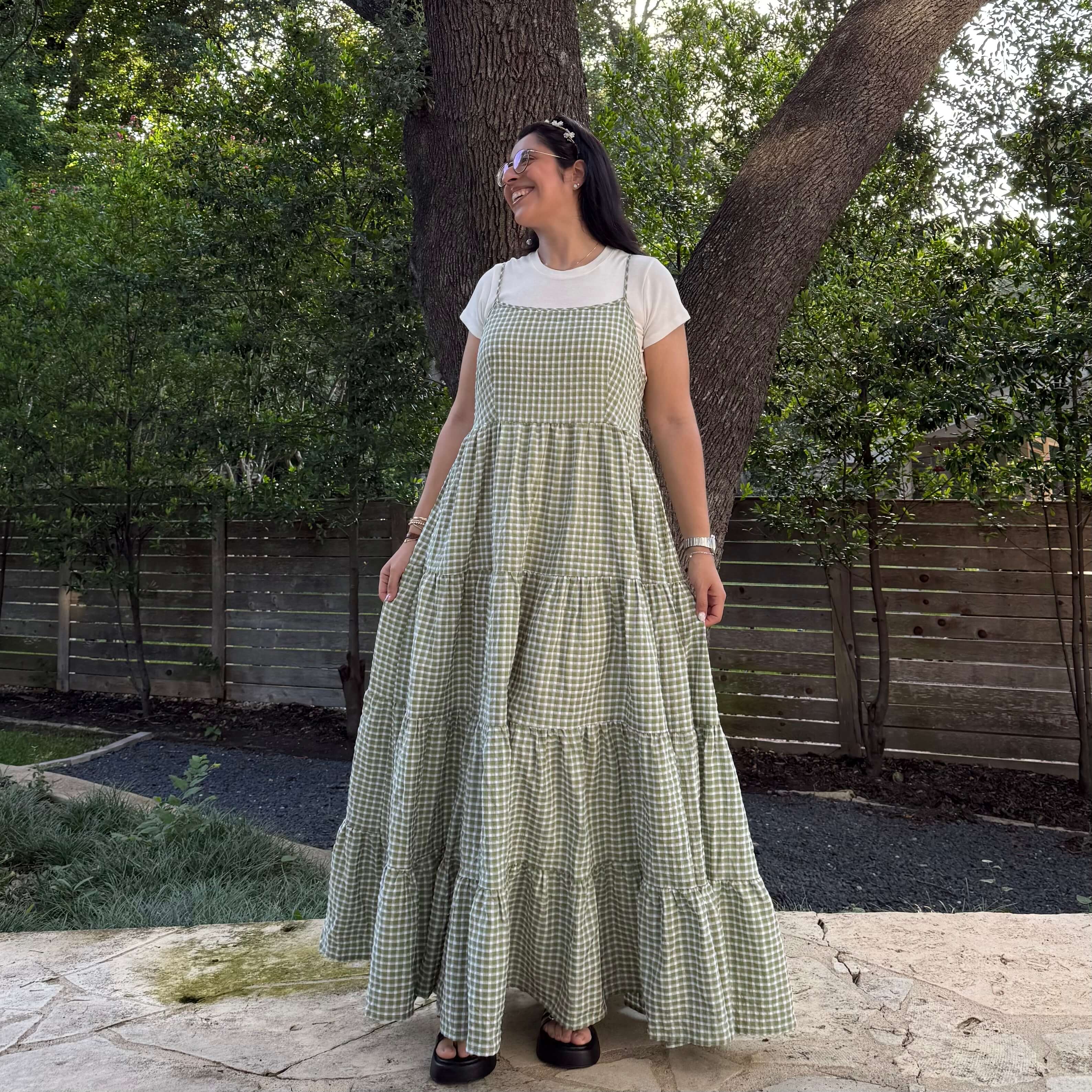 Gingham Maxi Dress - Matcha *Clearance Sale*