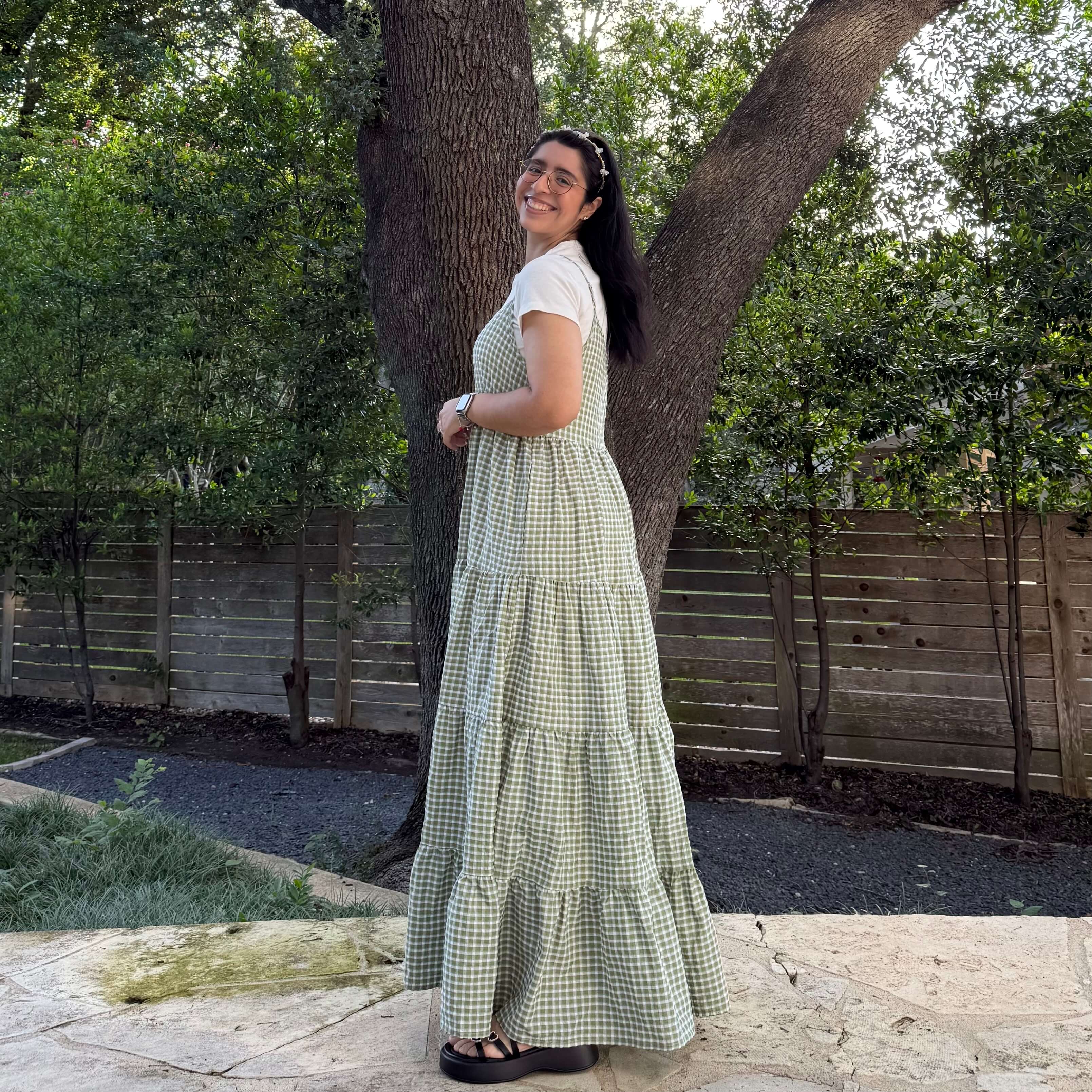 Gingham Maxi Dress - Matcha *Clearance Sale*