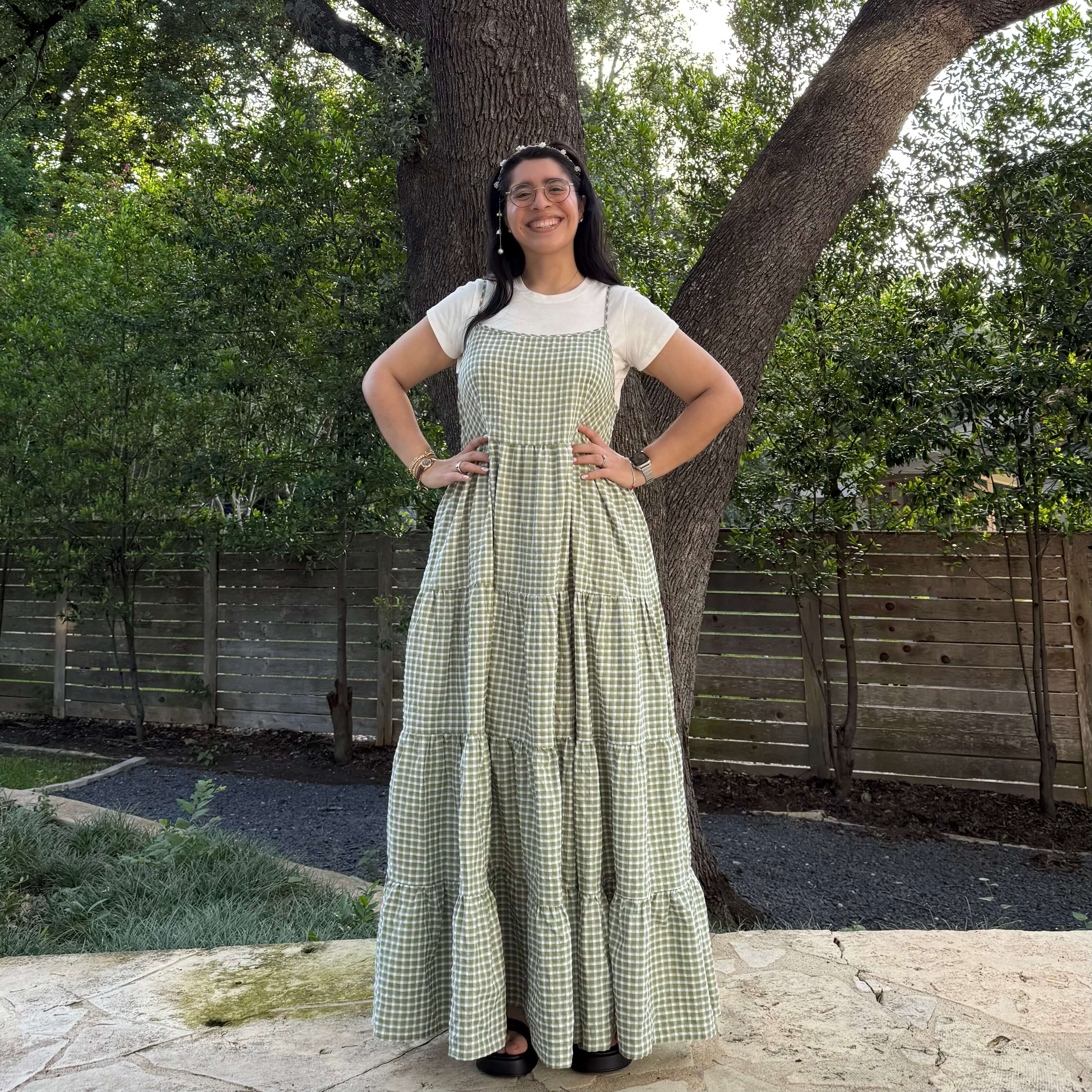 Gingham Maxi Dress - Matcha *Clearance Sale*