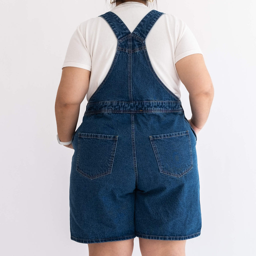 more than a crush on you overall shorts - medium wash