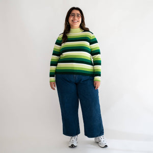 Turtleneck Sweater - Green Stripes