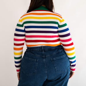 Turtleneck Sweater - Rainbow White
